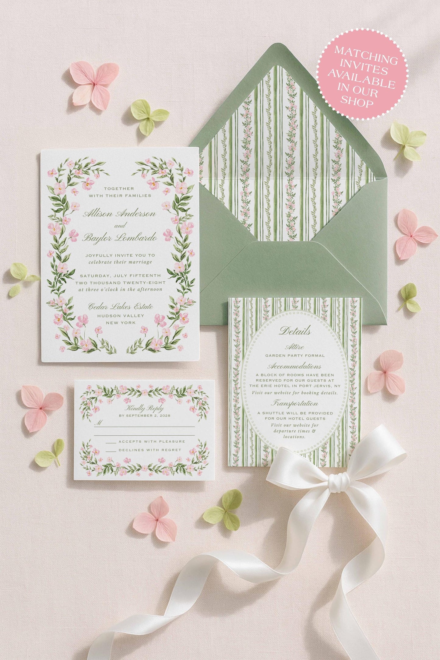Grandmillennial Floral Envelope Liner Template