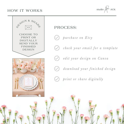 The image is a collage of two images. The top image shows a table set with a white plate, silverware, and a vase of pink flowers. The bottom image features a bouquet of pink flowers. The collage does not contain any text.