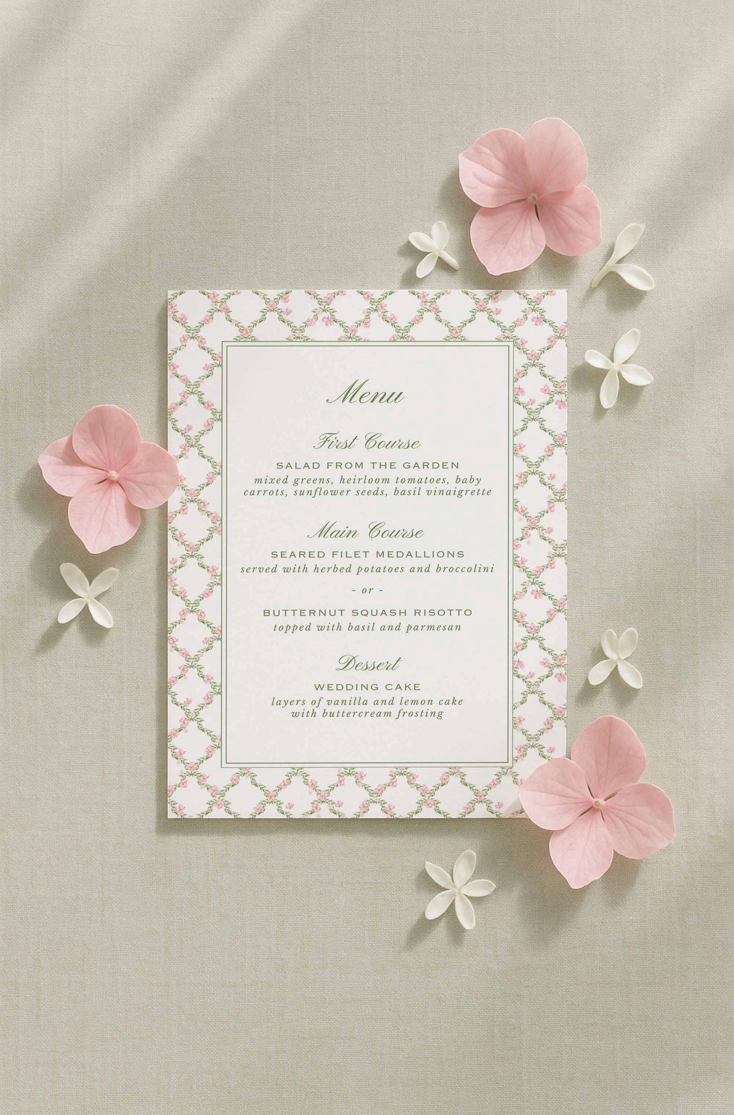 Watercolor Trellis Wedding Menu Template