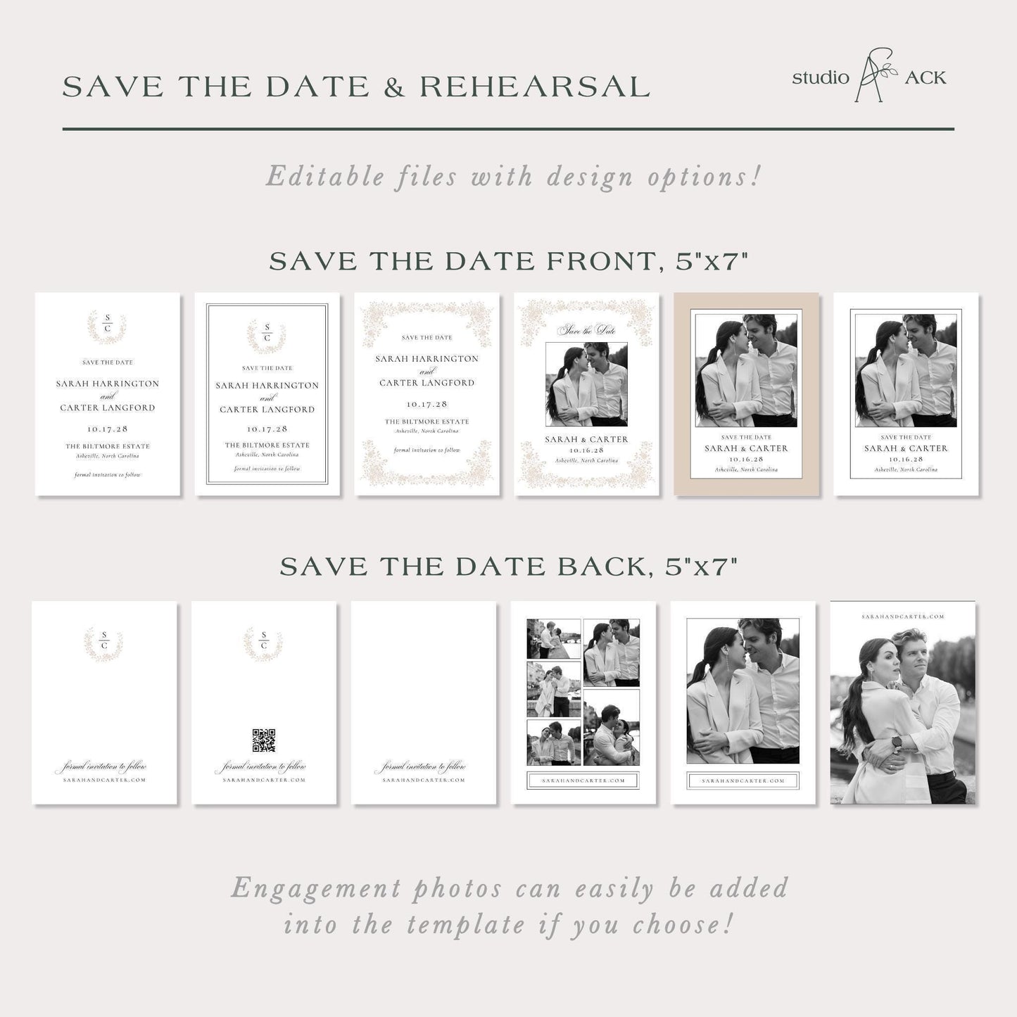 Neutral Floral Line Art Save the Date Template