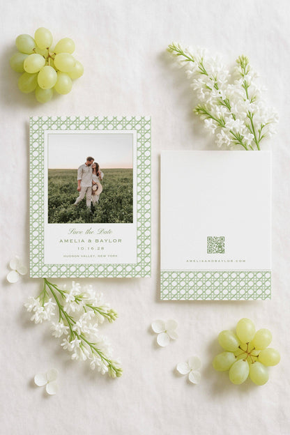 Green Rattan Save the Date Template