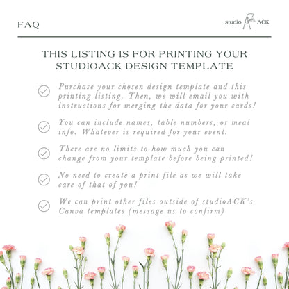 Name Card Professional Printing | 3.5"x2" Folded or Flat Prints | Place Cards & Escort Cards | Template Printing from studioACK