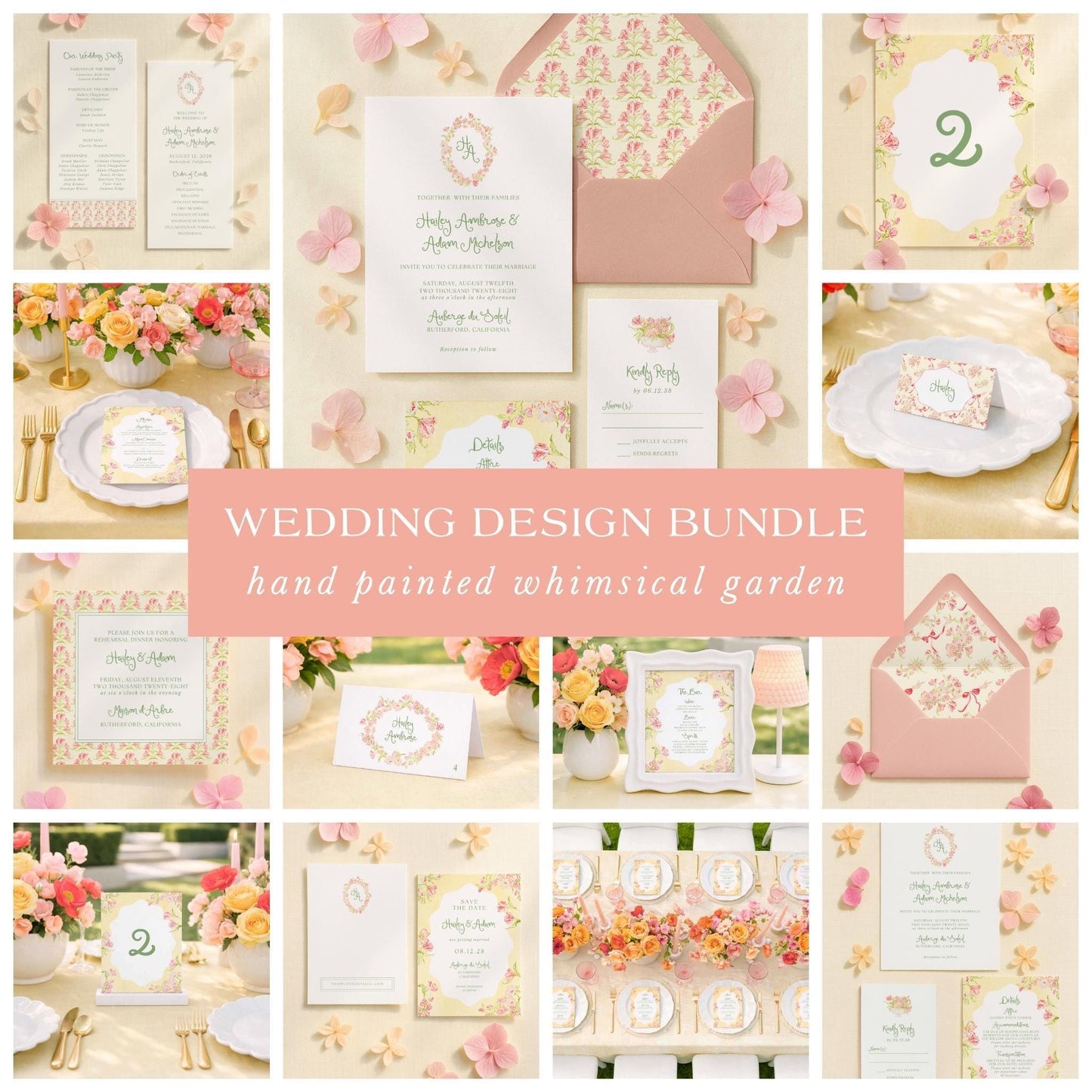 Whimsical Garden Wedding Template Bundle