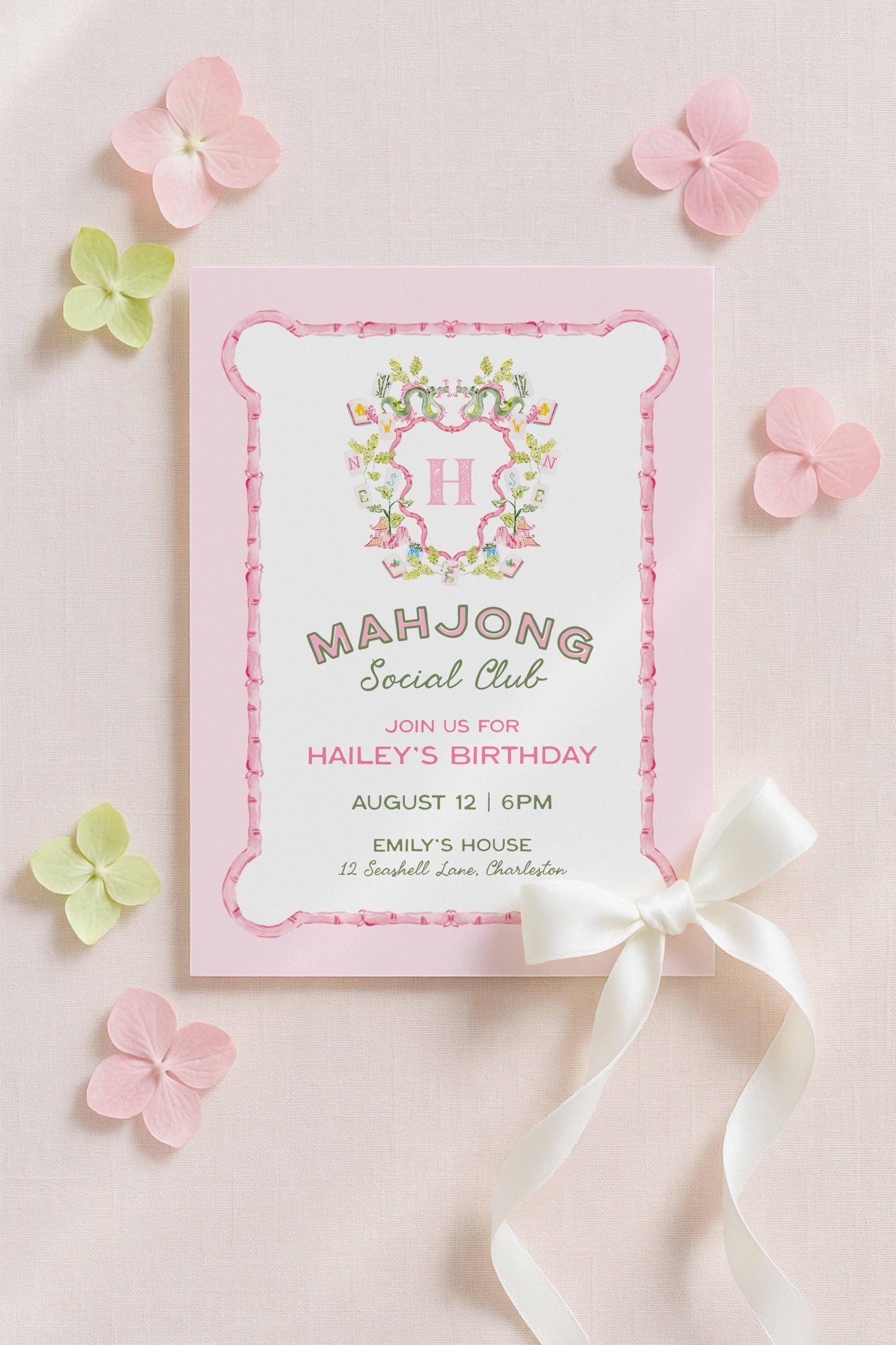 Mahjong Birthday Invitation Template