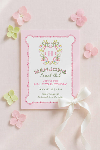 Mahjong Birthday Invitation Template