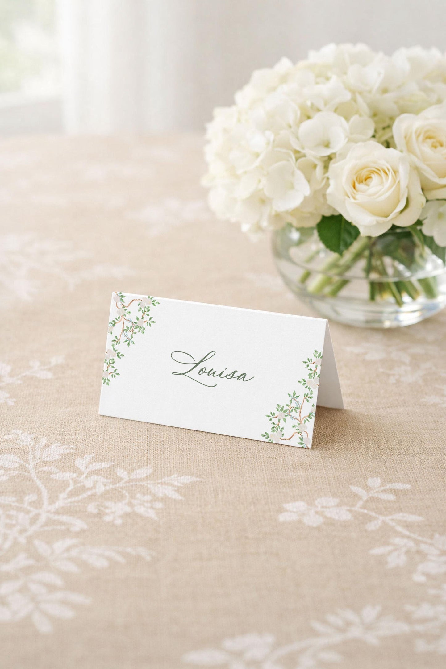 Neutral Chinoiserie Wedding Place Card Template