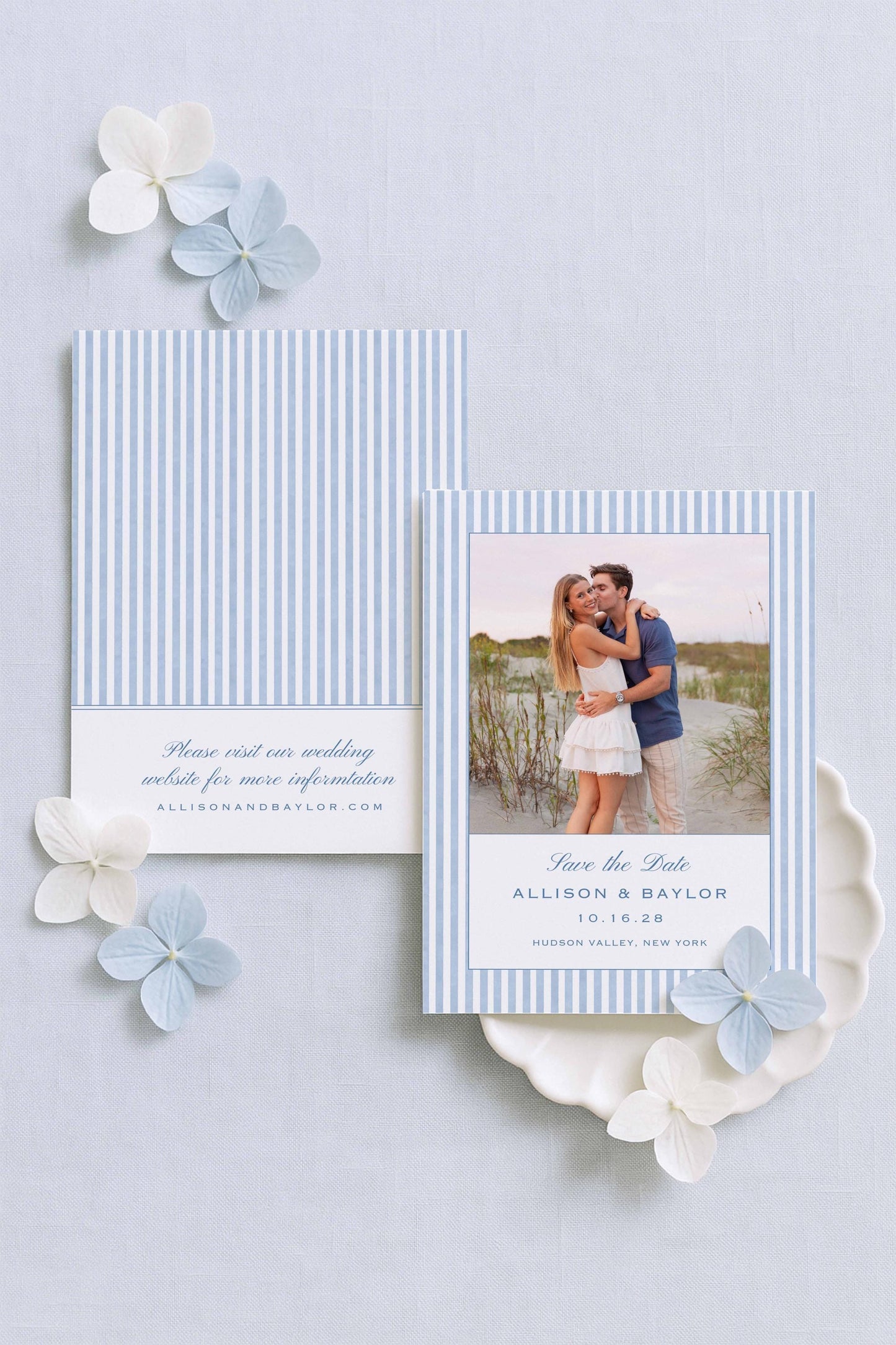 Blue Striped Save the Date Template