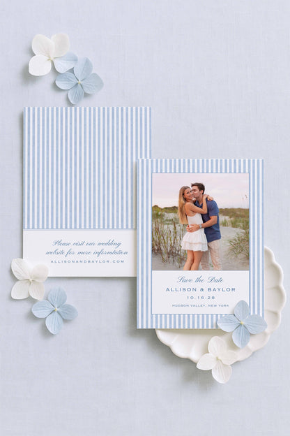 Blue Striped Save the Date Template