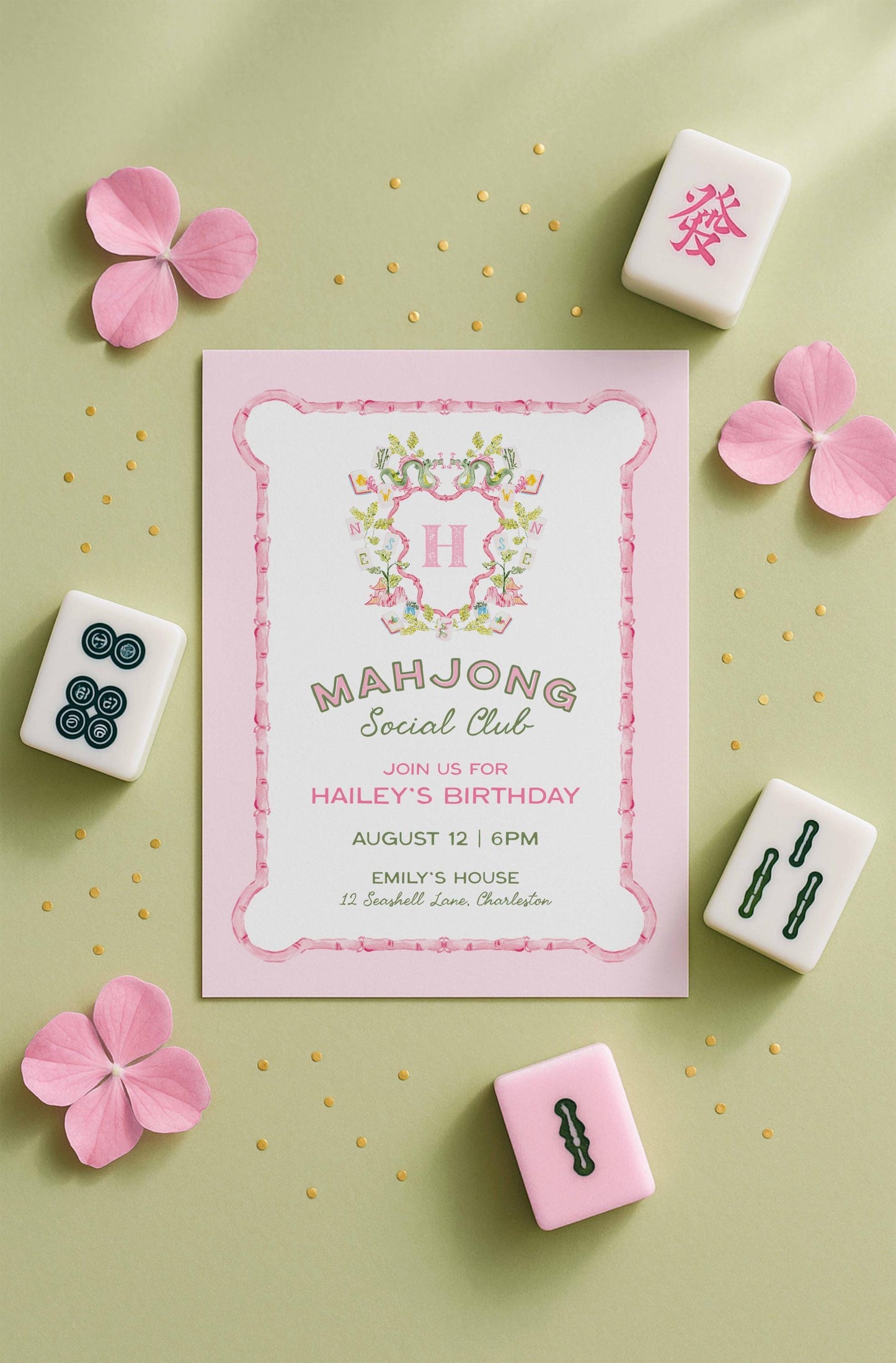 Mahjong Birthday Invitation Template
