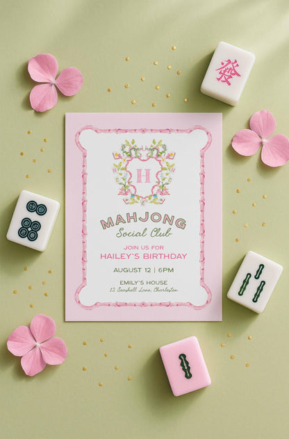 Mahjong Birthday Invitation Template