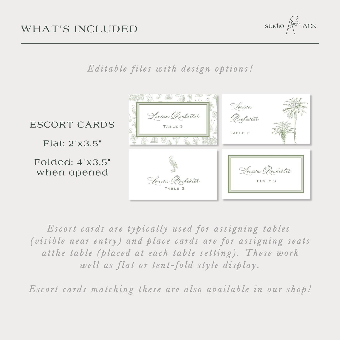 Southern Toile Wedding Escort Card Template