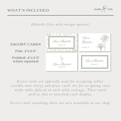 Southern Toile Wedding Escort Card Template
