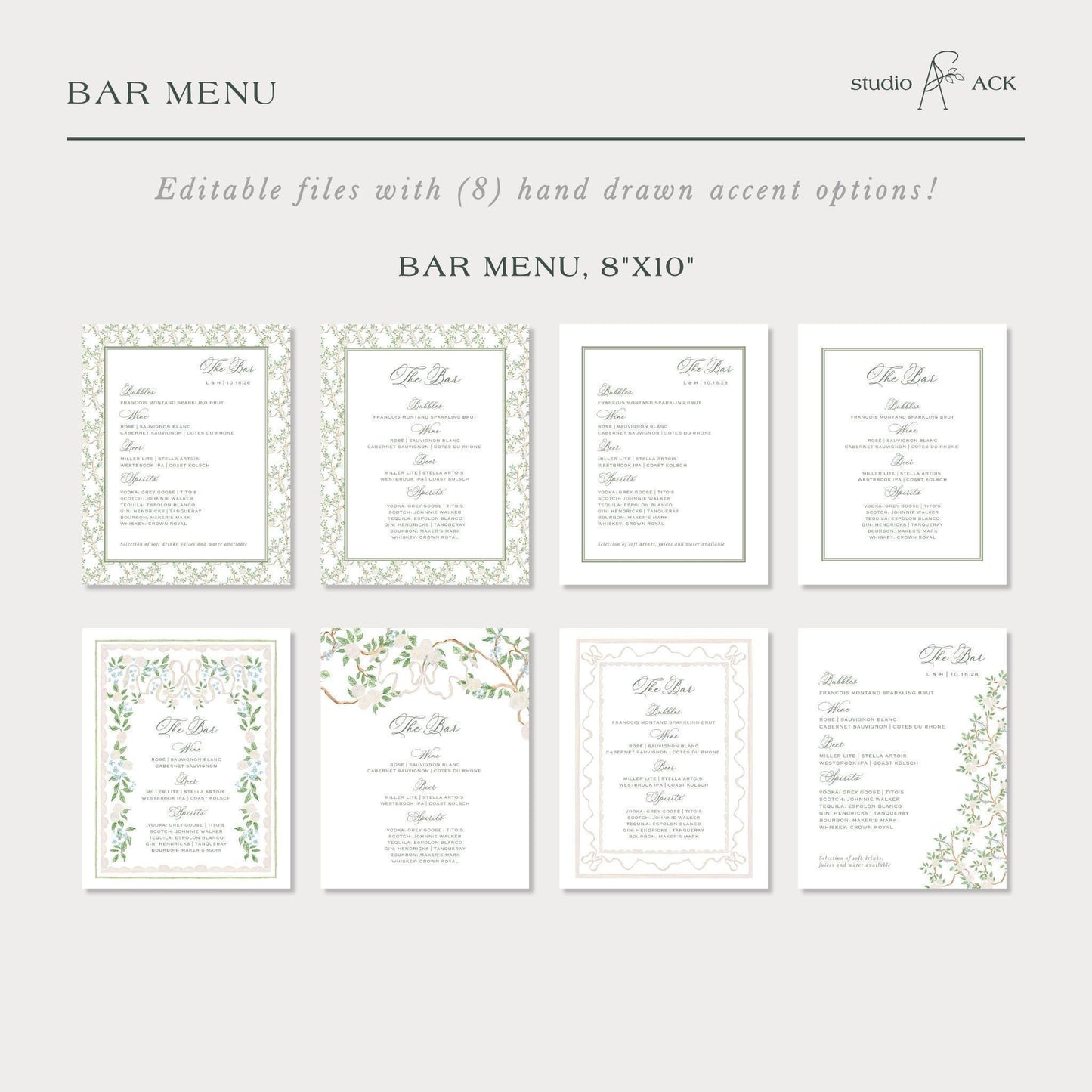 Neutral Chinoiserie Wedding Template Bundle