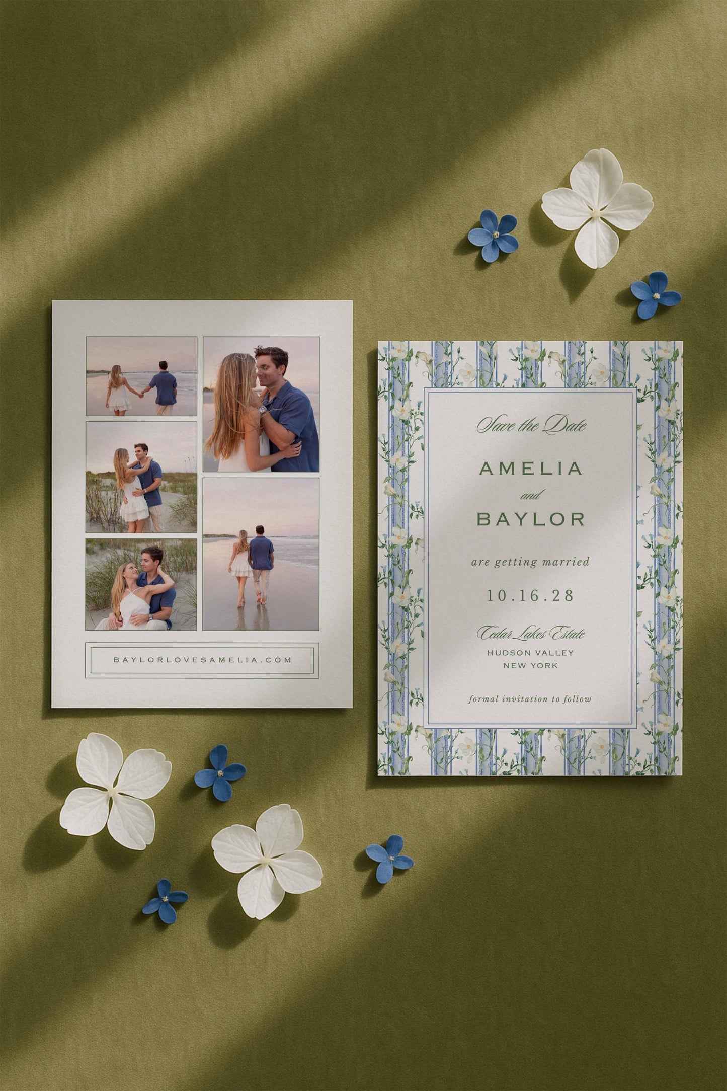 Blue, White & Green Save the Date Template