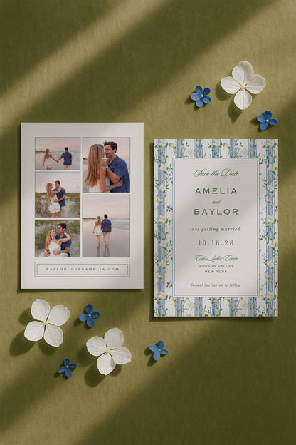 Blue, White & Green Save the Date Template