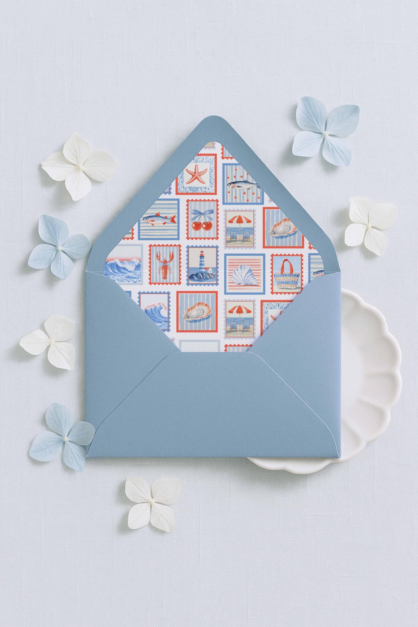 Nautical Postage Stamp Envelope Liner Template