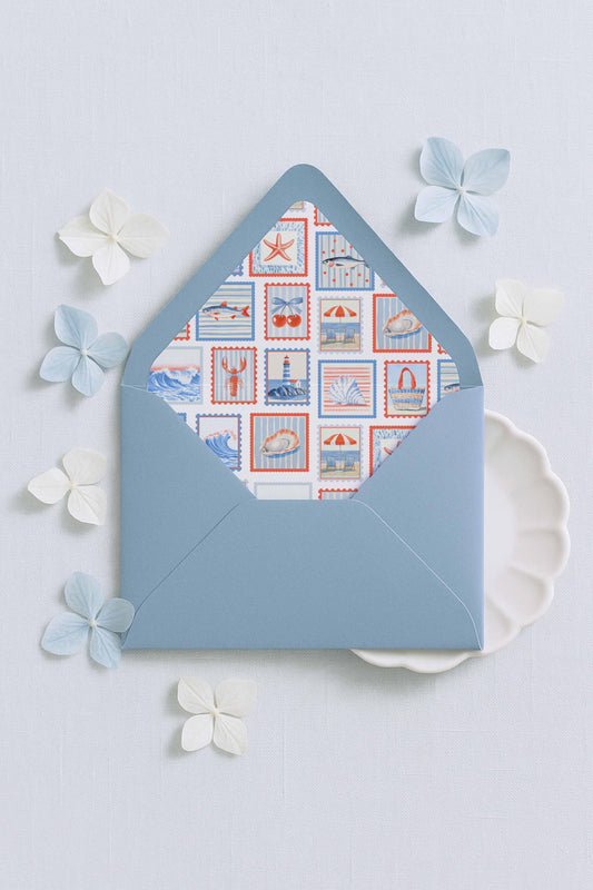 Nautical Postage Stamp Envelope Liner Template
