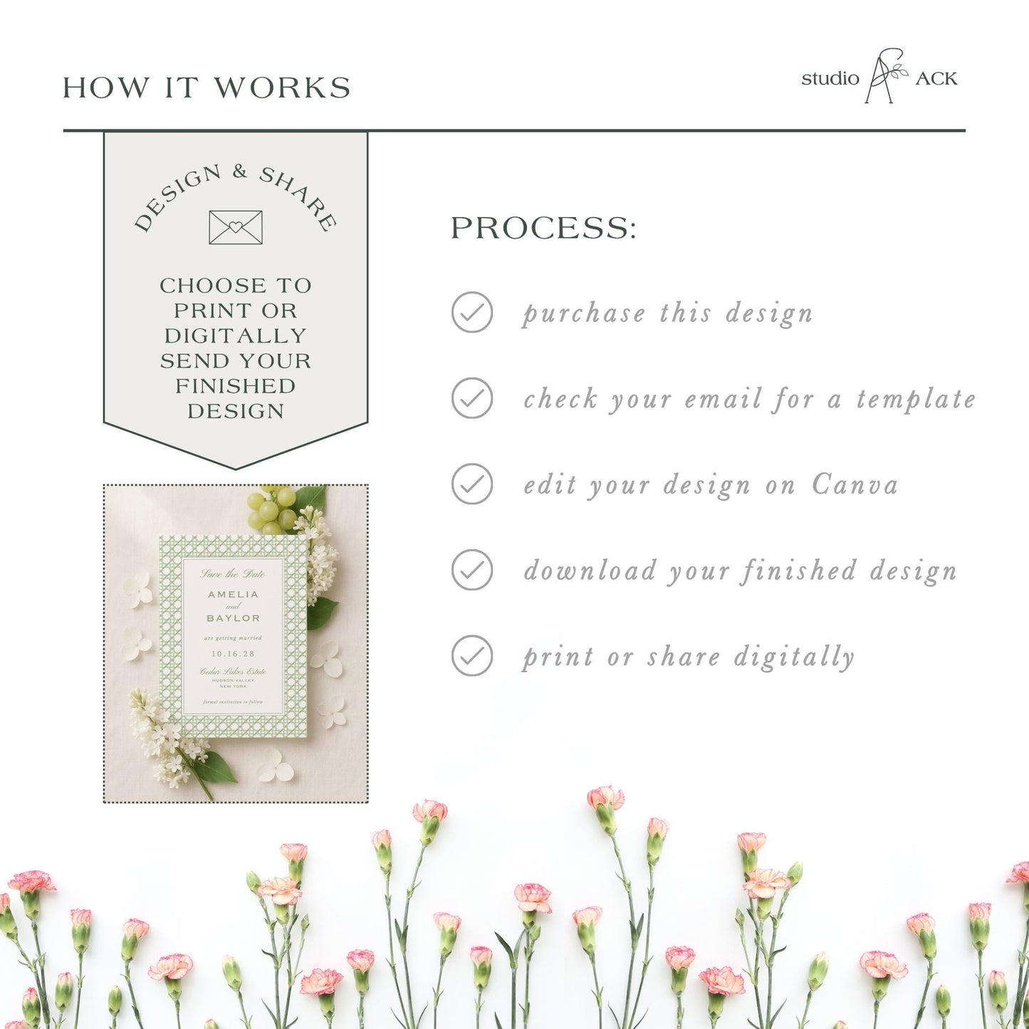 Green Rattan Save the Date Template