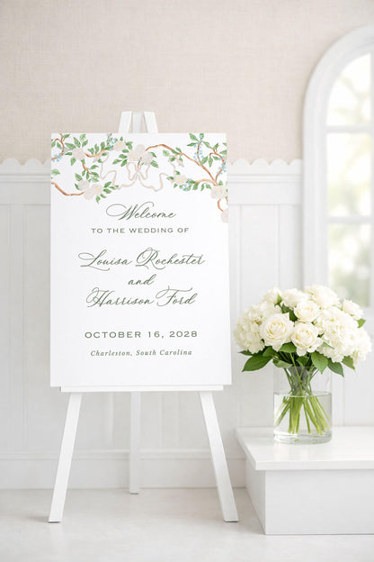 Neutral Chinoiserie Wedding Welcome Sign Template
