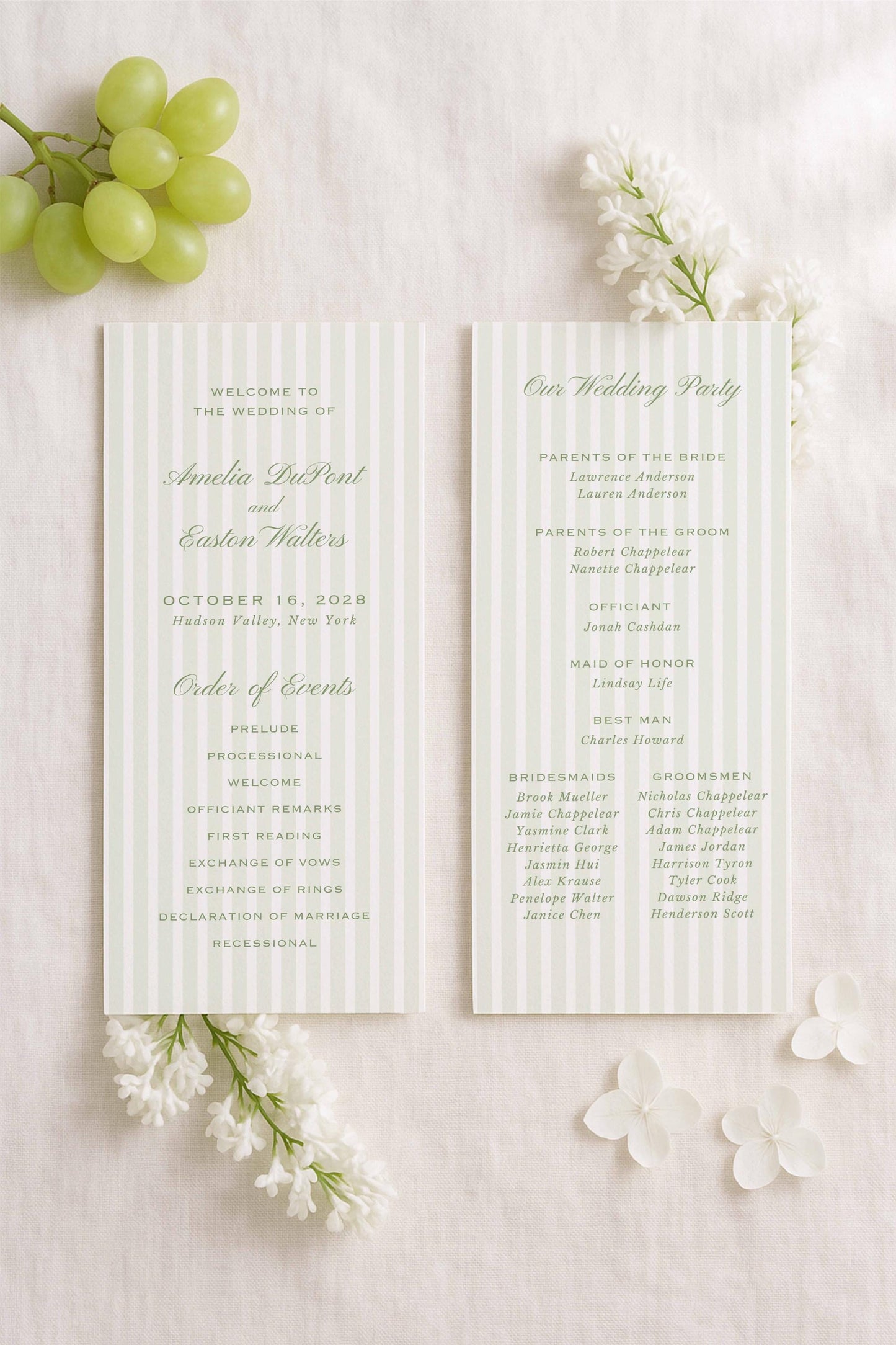 Green Rattan Wedding Program Template