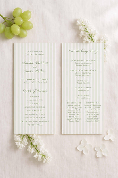 Green Rattan Wedding Program Template