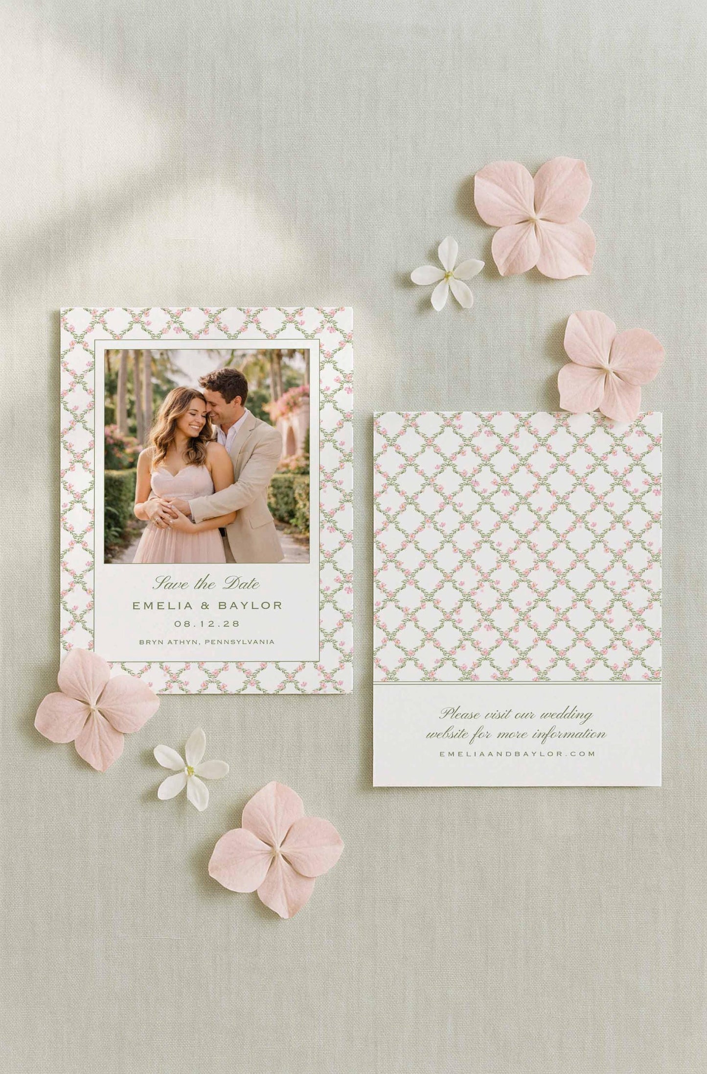 Watercolor Trellis Save the Date Template