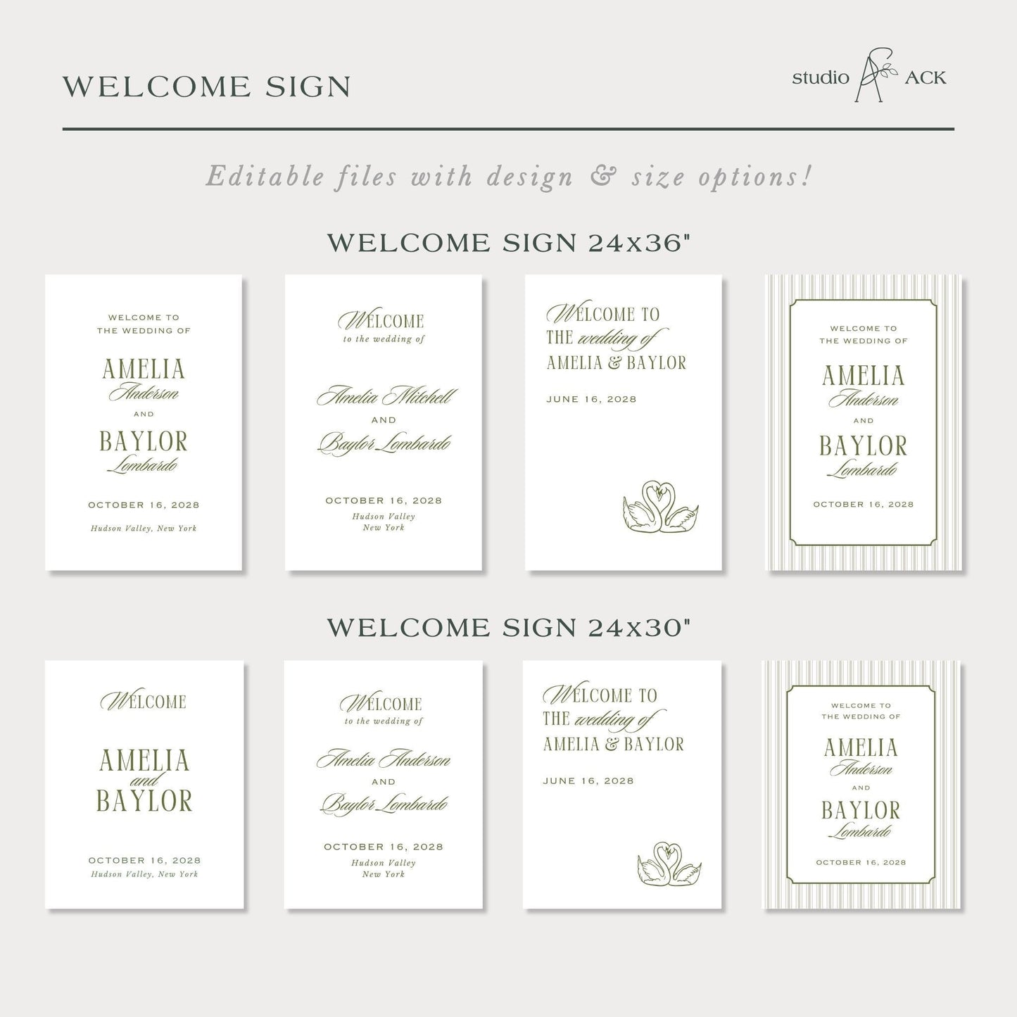 Old Money Striped Wedding Template Bundle