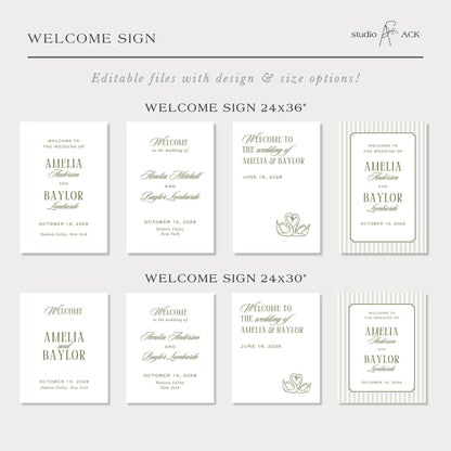 Old Money Striped Wedding Template Bundle