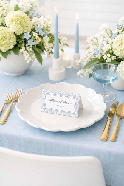 Blue Rattan Wedding Escort Card Template