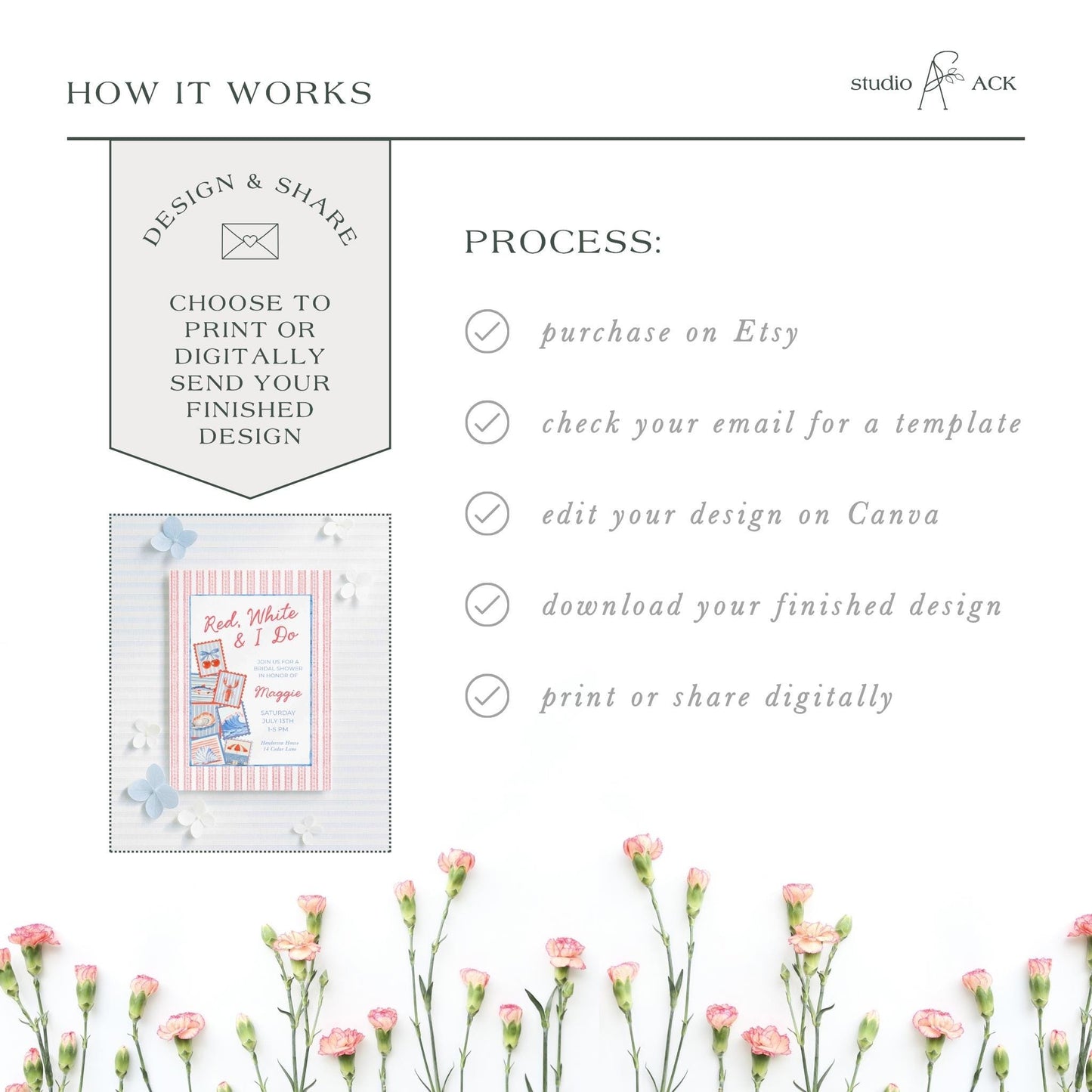 Red, White & I Do Bridal Shower Invitation Template