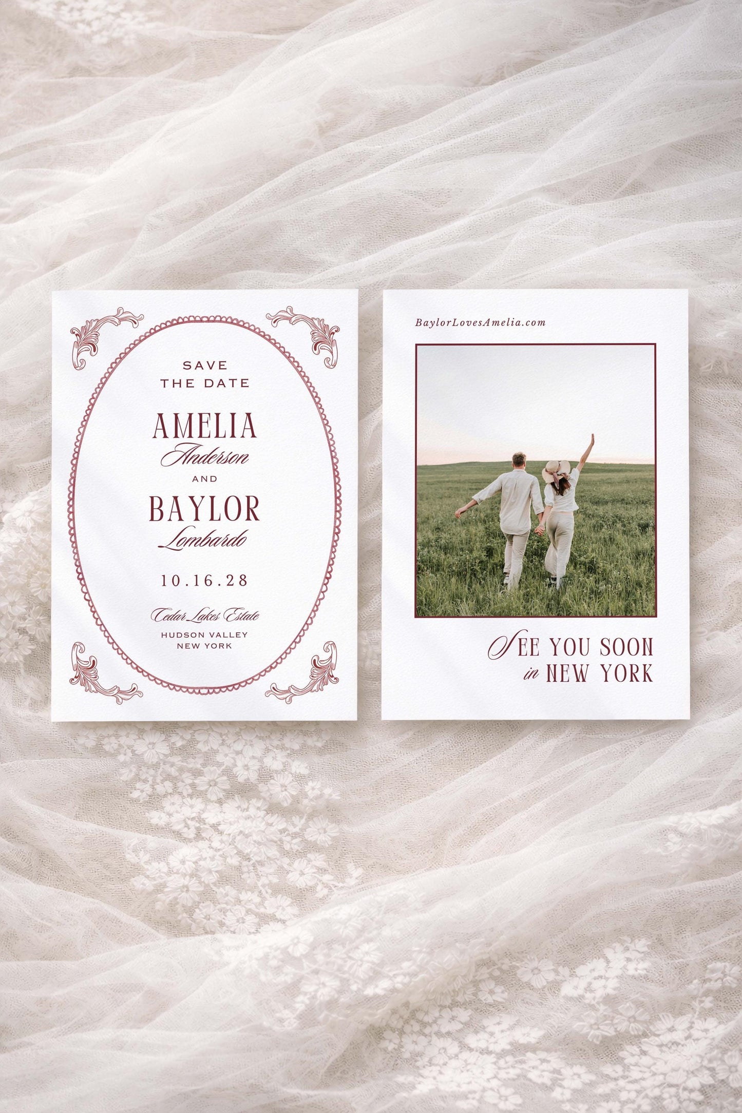 Vintage Lace Save the Date Template