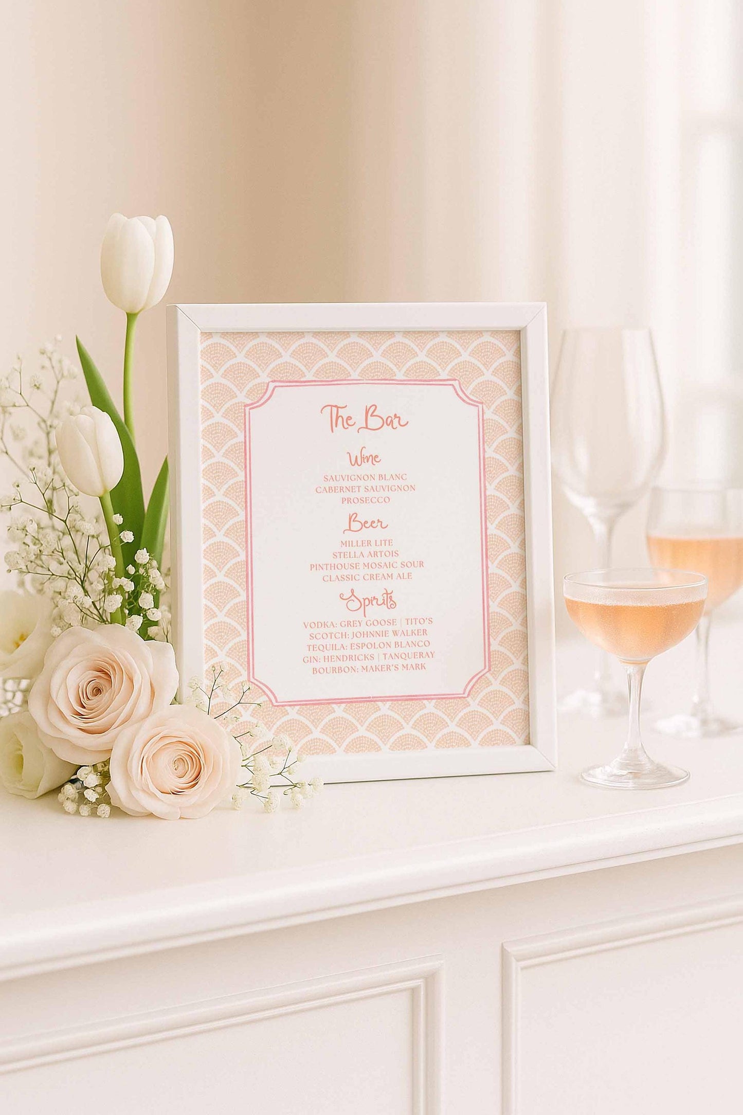 Whimsical Beach Wedding Bar Menu Template