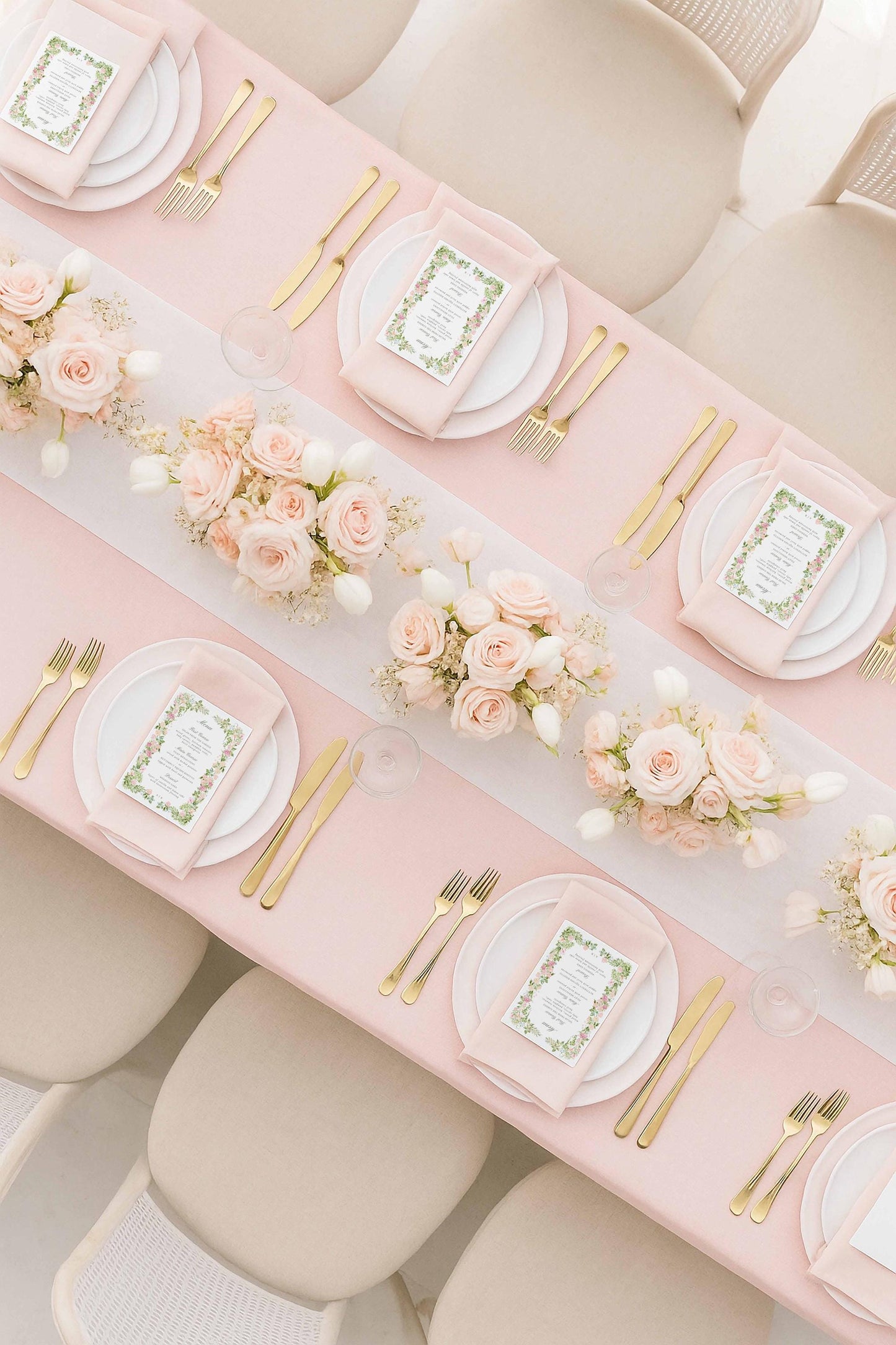 Hand-Painted Floral Wedding Menu Template