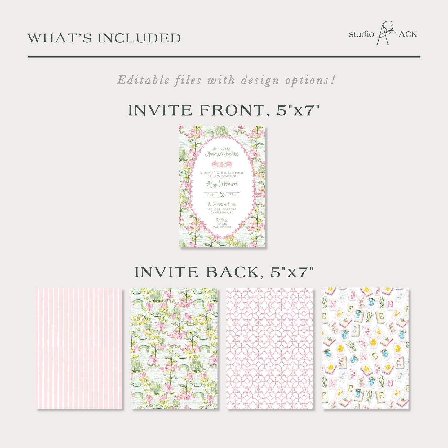 Mahjong Baby Shower Invitation Template