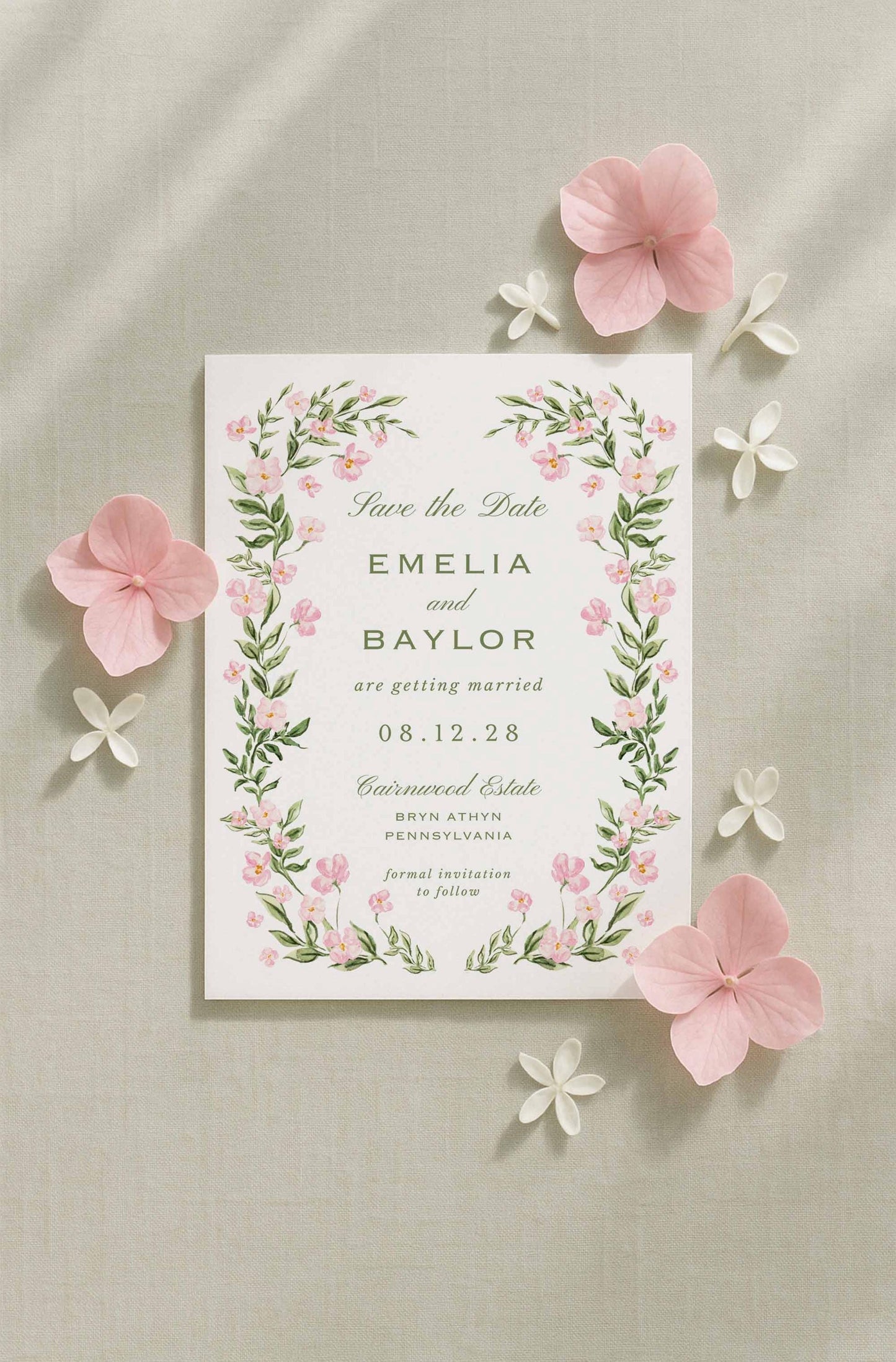 Watercolor Trellis Save the Date Template