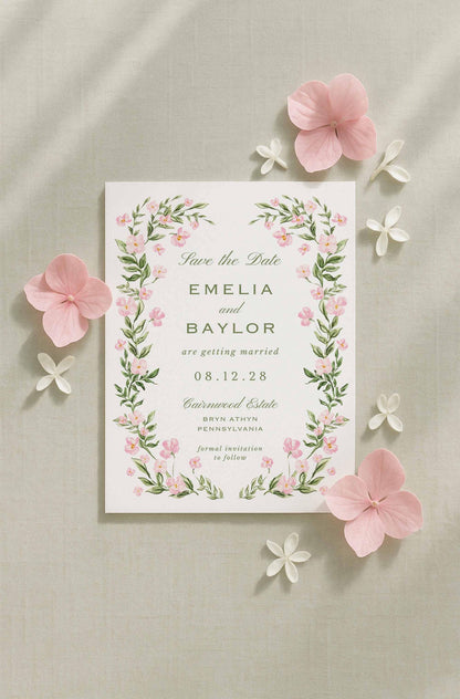 Watercolor Trellis Save the Date Template