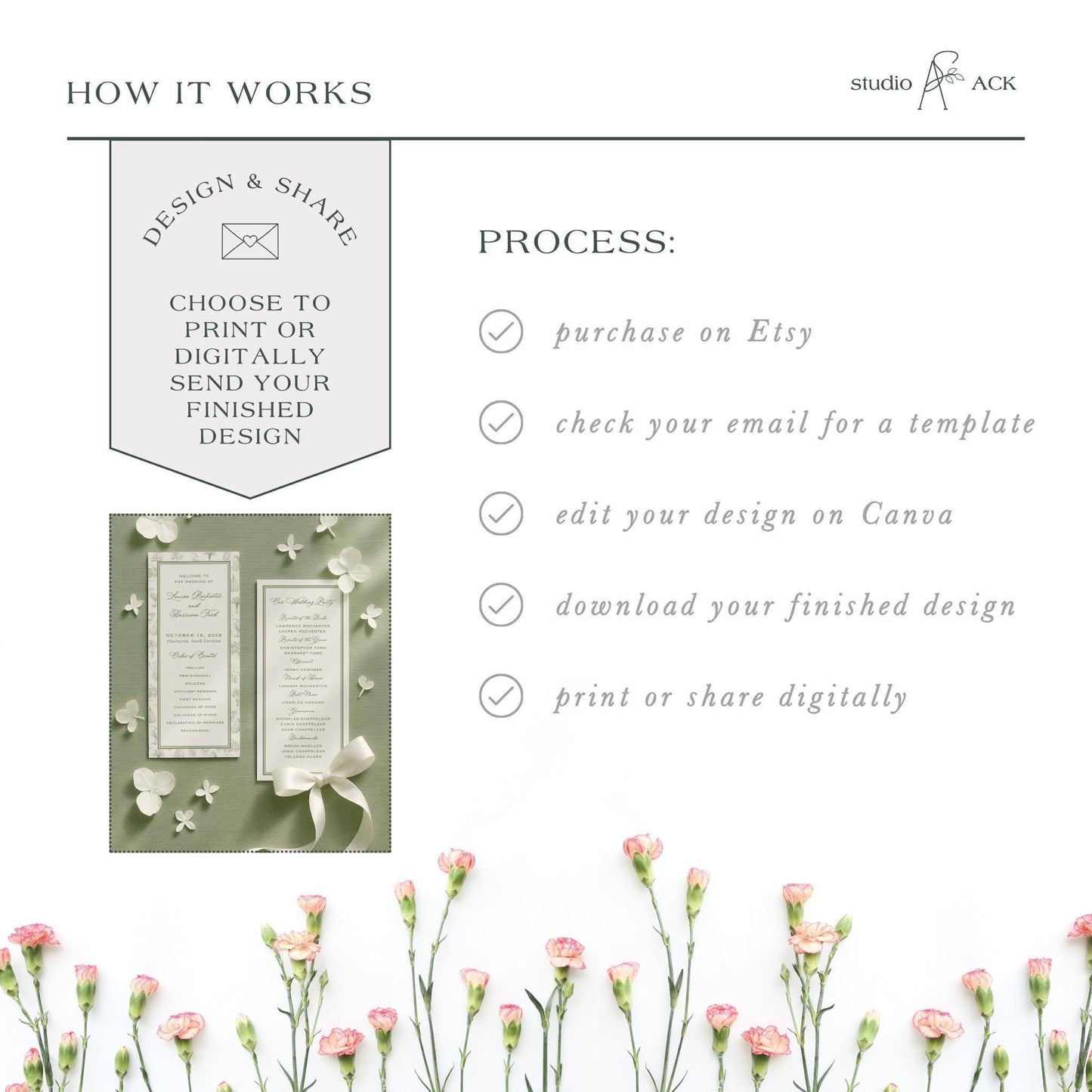 Southern Toile Wedding Program Template