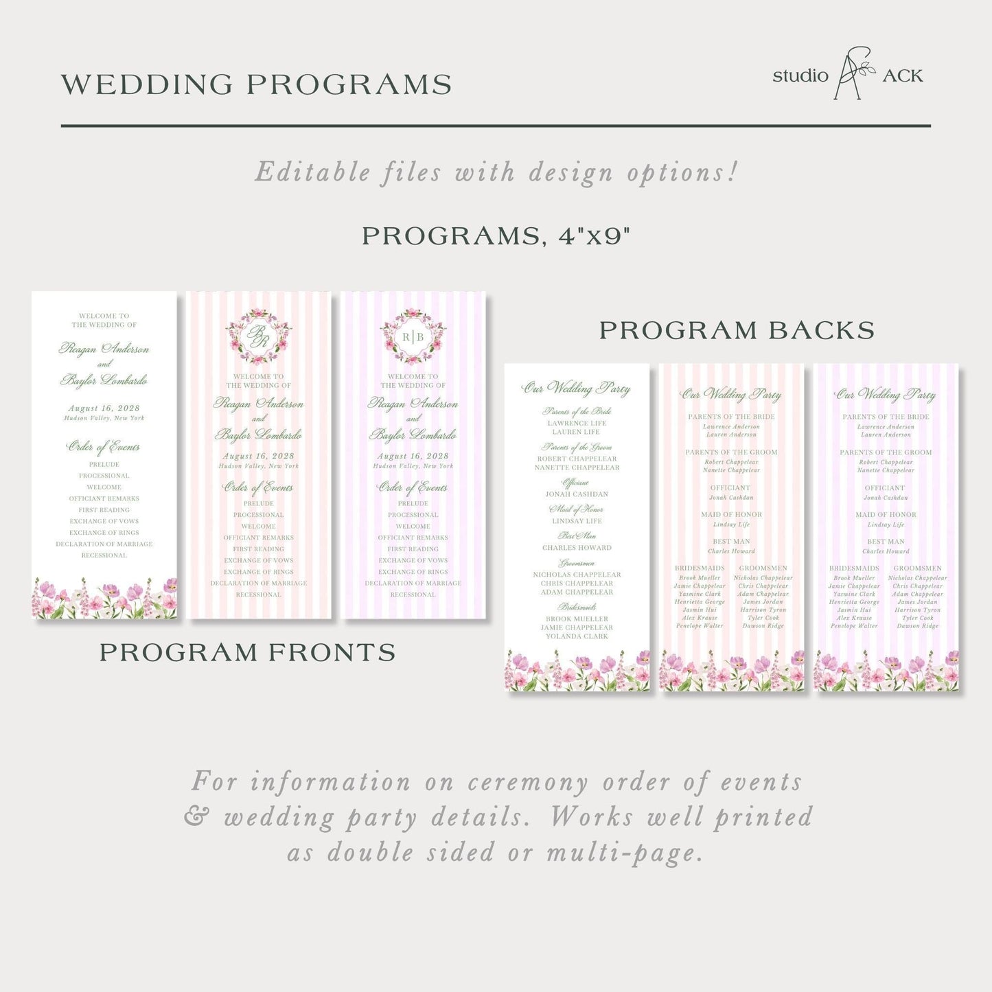 Purple Floral Wedding Template Bundle