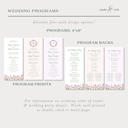 Purple Floral Wedding Template Bundle