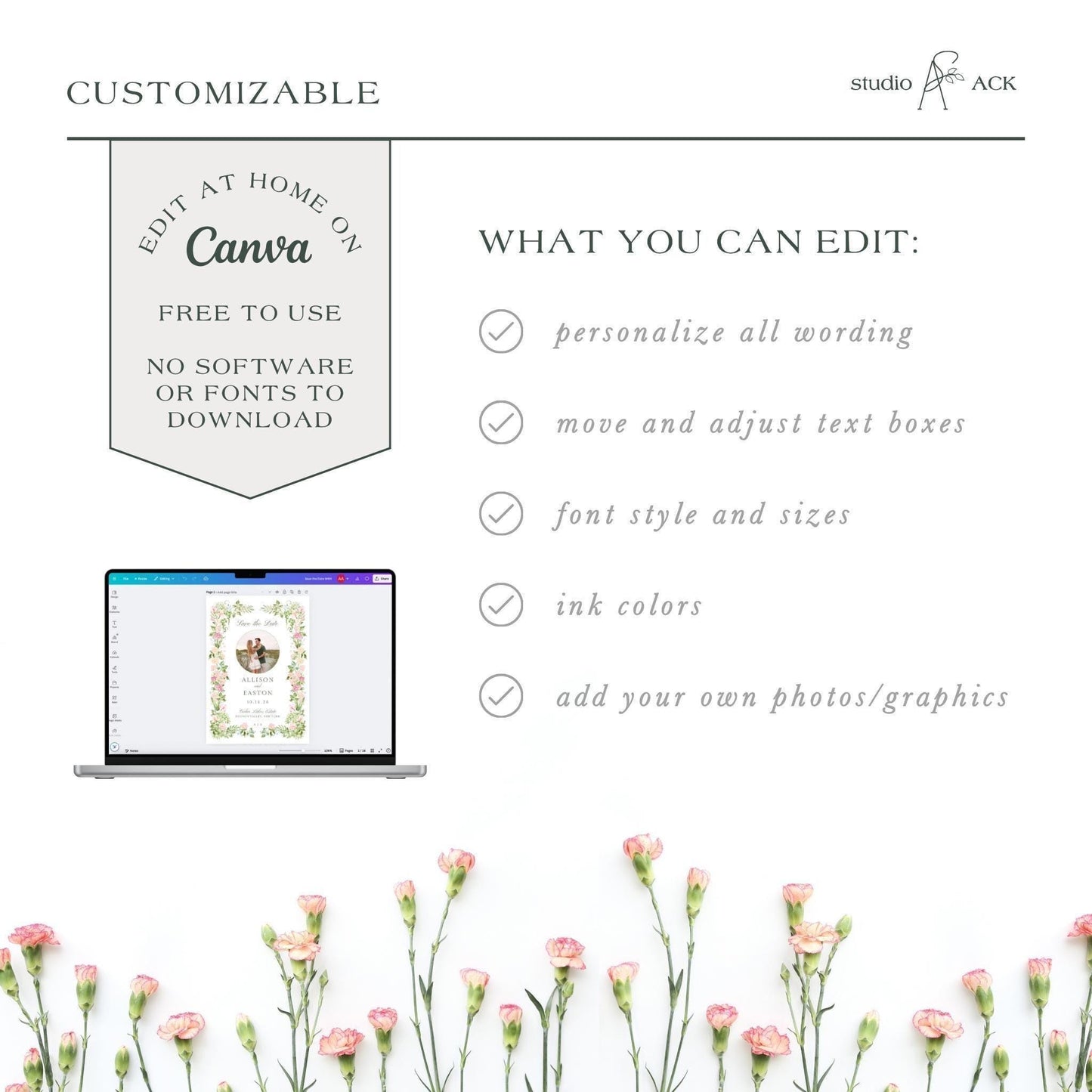 Hand-Painted Floral Save the Date Template
