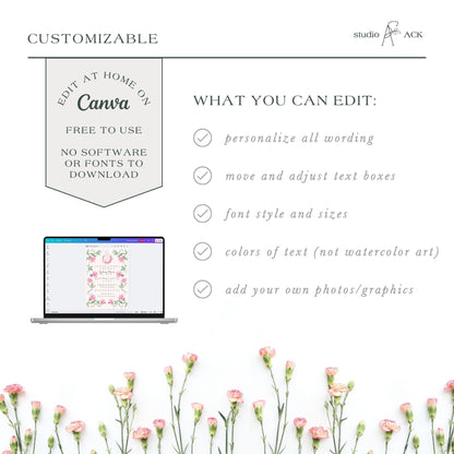 Striped Baby Shower Invitation Template | Green or Pink