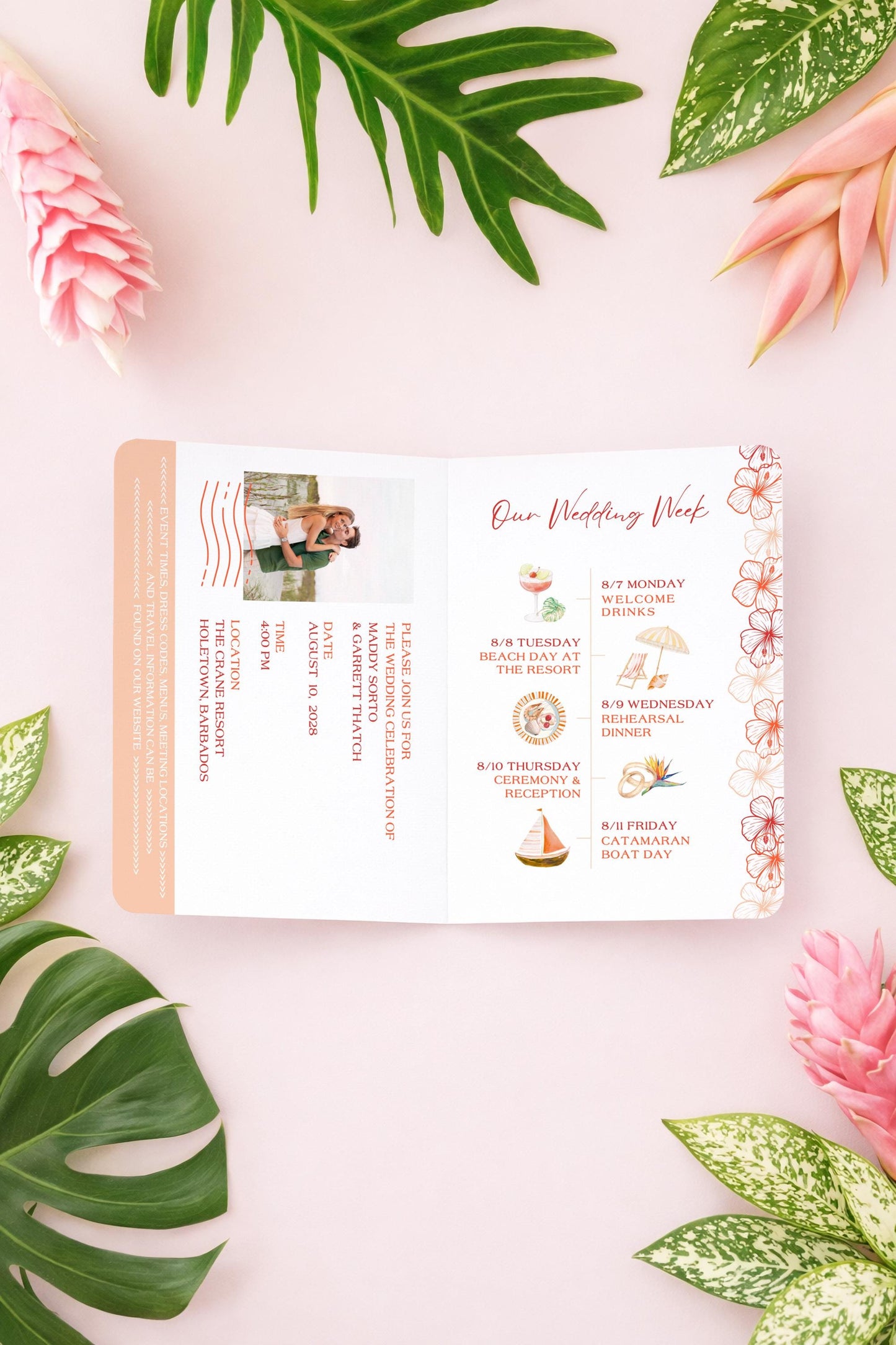 Birds of Paradise Wedding Passport Invitation Template