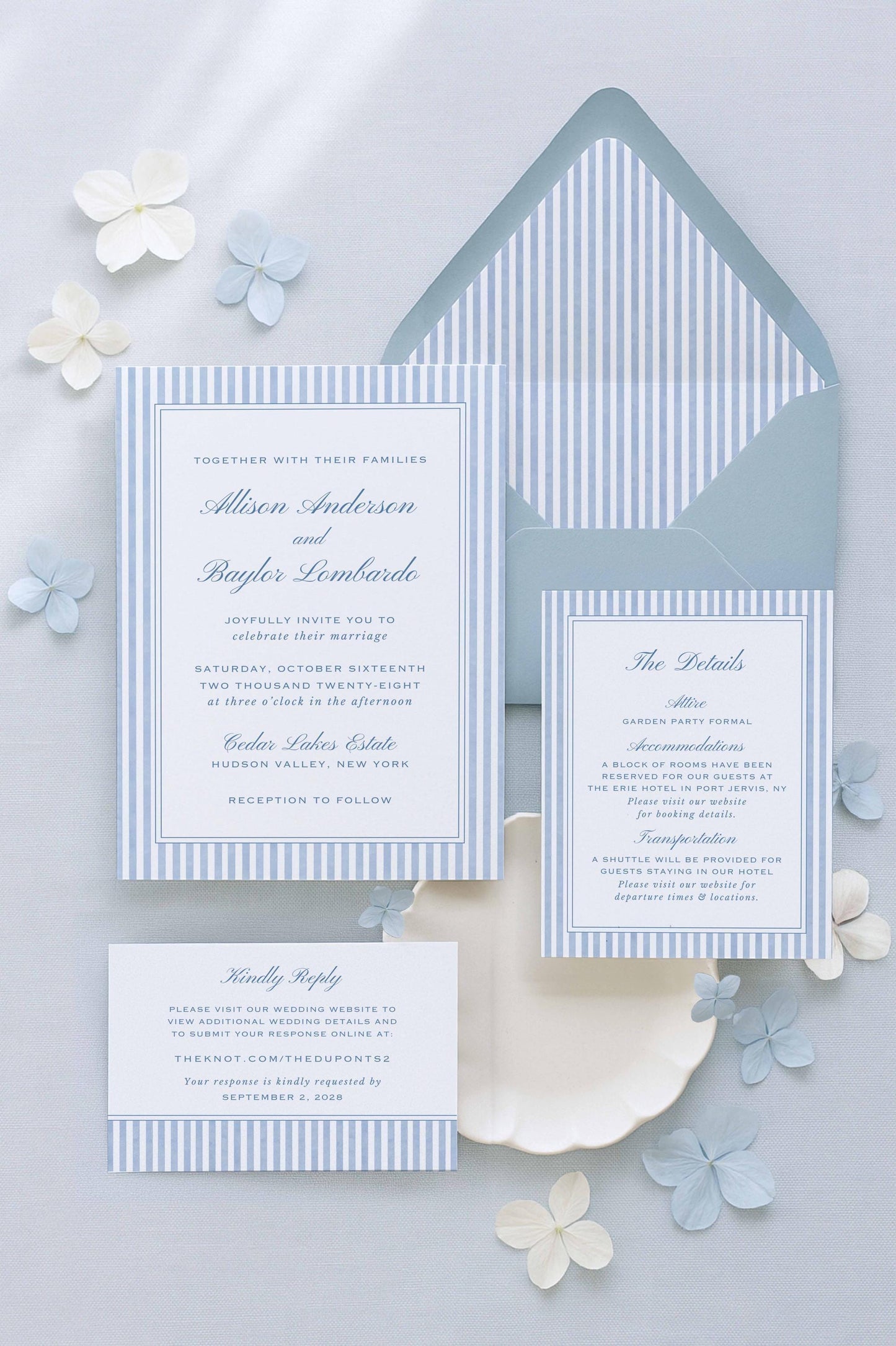 Blue Striped Wedding Template Bundle