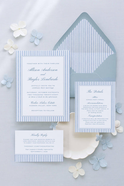 Blue Striped Wedding Template Bundle