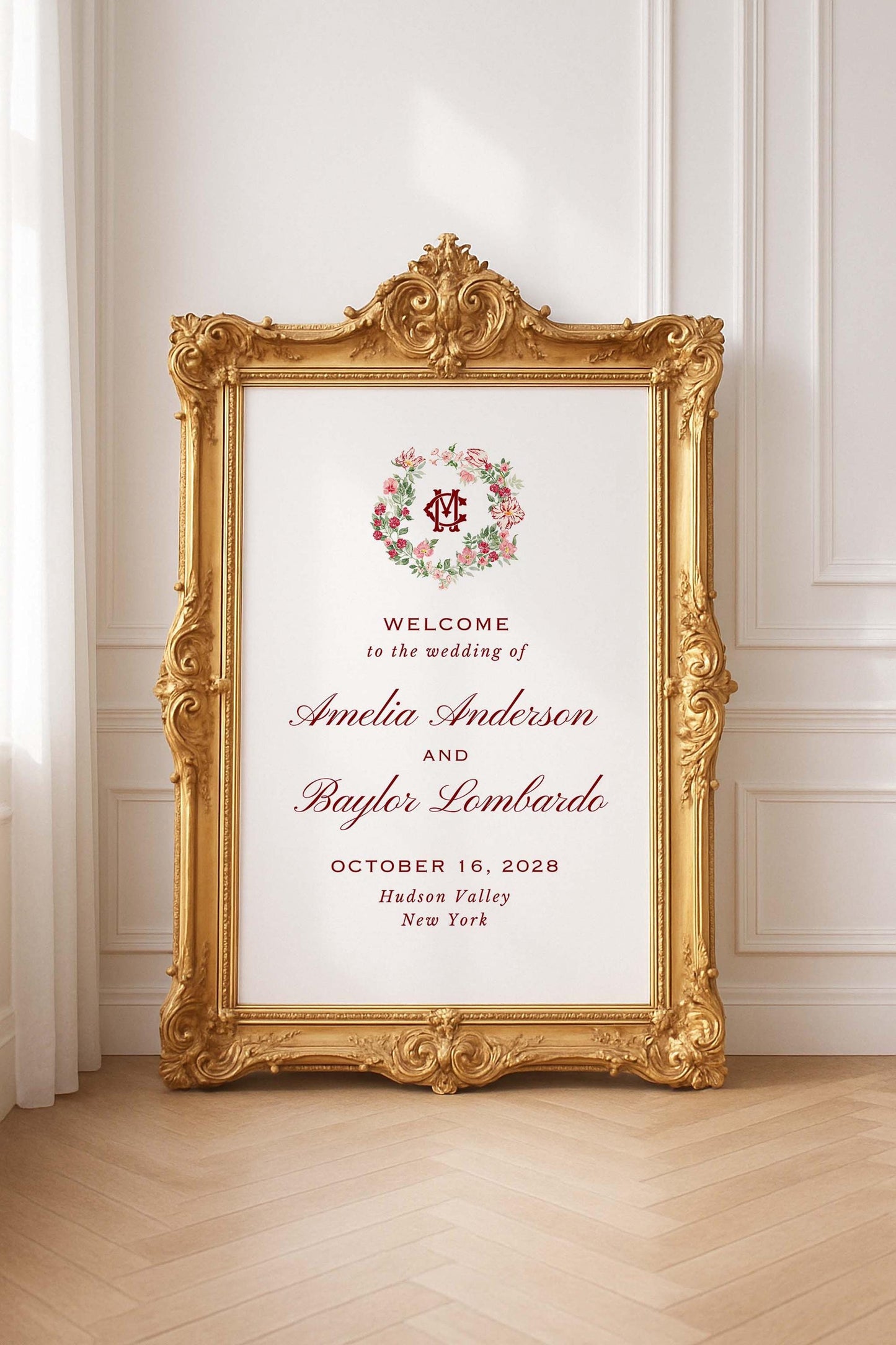Dusty Pink Floral Wedding Welcome Sign Template