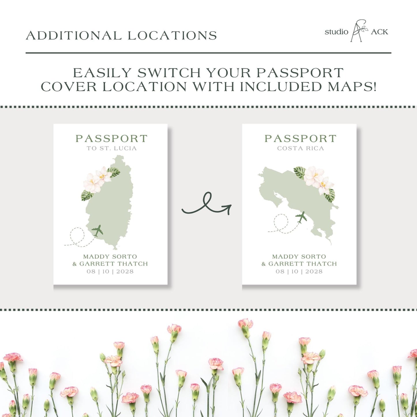 Tropical Wedding Passport Invitation Template