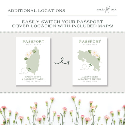 Tropical Wedding Passport Invitation Template