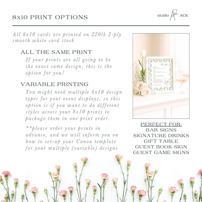 8x10 Professional Printing | Prints for Frames | Tabletop Signage | Template Printing from studioACK