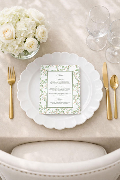 Neutral Chinoiserie Wedding Menu Template