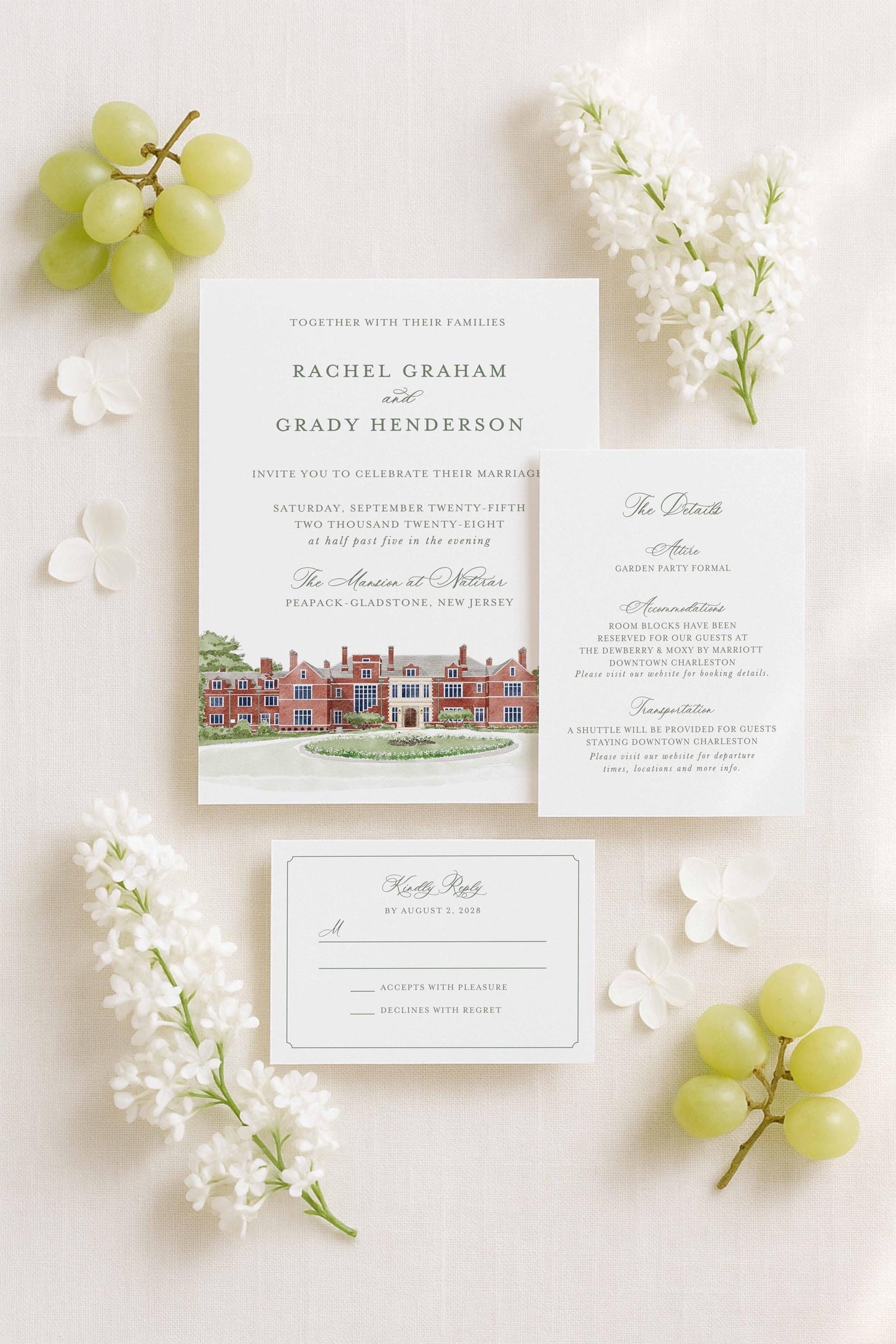 Mansion at Natirar Wedding Invitation Suite Template